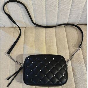 Rebecca Minkoff Quilted Faux-Leather Black Crossbody with Studs